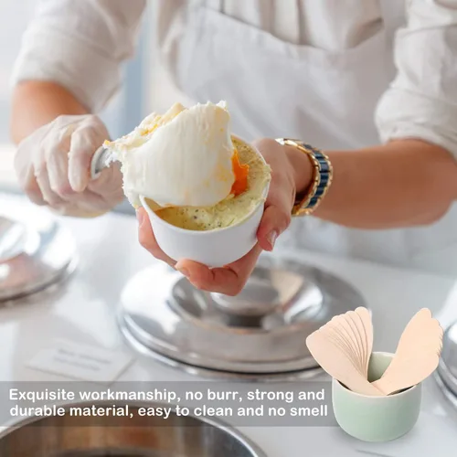 Miniatura 8 de Cucharas de madera para helado, 500 piezas de cubiertos desechables de 3 pulgadas, palitos de paleta de muestra de degustación, abedul natural