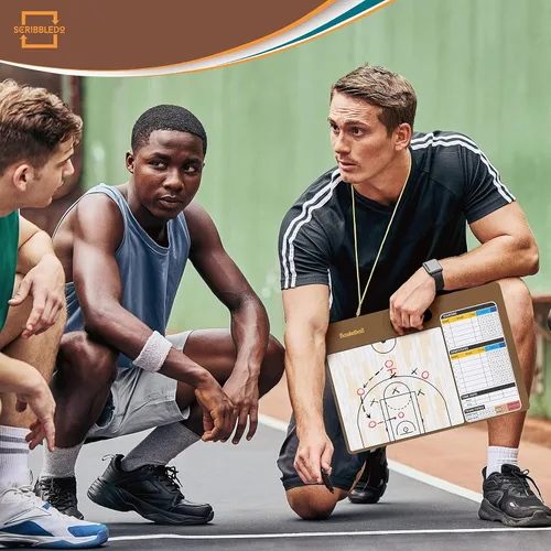 Miniatura 5 de Pizarra de baloncesto de borrado en seco para entrenadores de 15 x 10.5 pulgadas, equipo de pizarra blanca de doble cara, incluye 2 marcadores