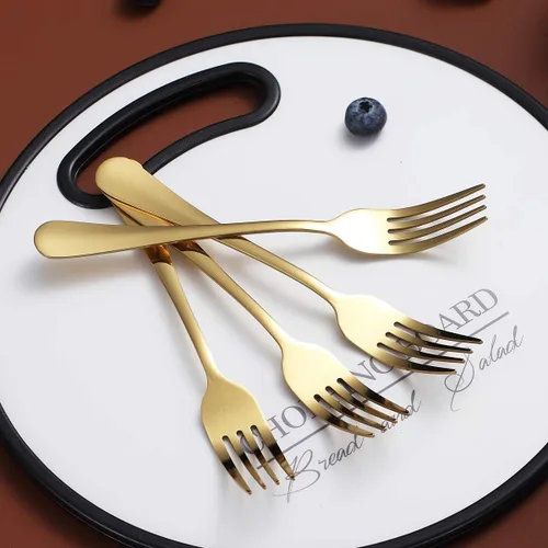 Miniatura 3 de Berglander - Juego de 4 tenedores dorados chapados en oro de titanio de acero inoxidable de 7.9 pulgadas, tenedores y cucharas, cubiertos