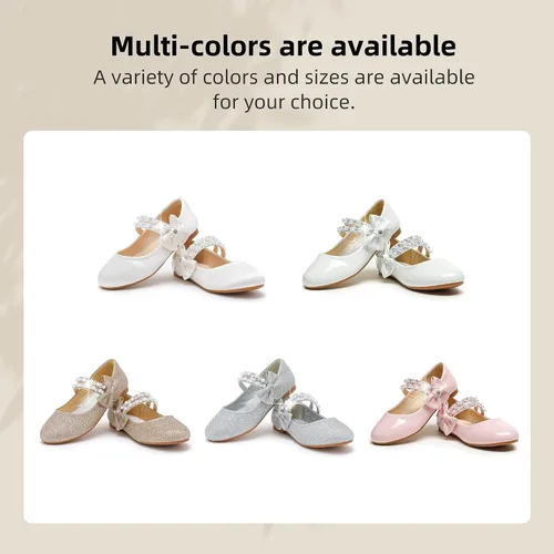 Miniatura 6 de Parrosoo Zapatos de vestir para niñas, zapatos Mary Jane, zapatos de ballet, zapatos de tacón bajo para niña, escuela, princesa, zapatos de boda