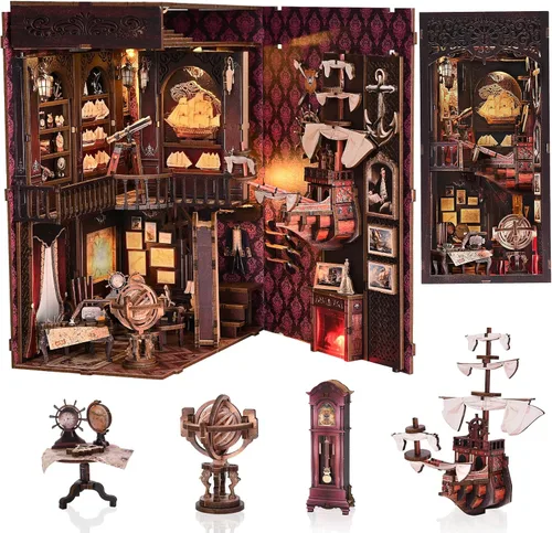 Miniatura 14 de TOYQI Kit de Rincón de Libros, Kits de Rincón de Libros para Adultos, Kit de Casa de Muñecas en Miniatura DIY Rompecabezas de Madera 3D Booknook