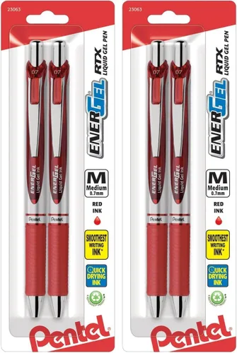 Miniatura 12 de Pentel EnerGel RTX - Bolígrafo de gel líquido retráctil (¹/₃₂ pulgadas), punta de metal, línea mediana, tinta azul marino, paquete de 2