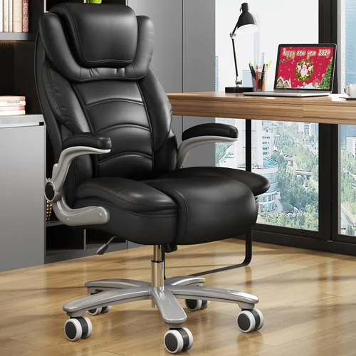 Silla de oficina ejecutiva, sillas de oficina grandes y altas para personas pesadas, asiento ancho de 400 libras, silla de oficina de cuero con