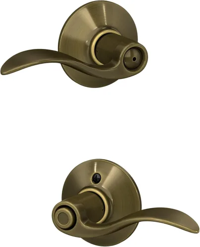 Miniatura 78 de SCHLAGE - Manija de puerta Accent con cerradura de paso libre para pasillo y armario en bronce antiguo - F10 ACC 716 Bronce Envejecido