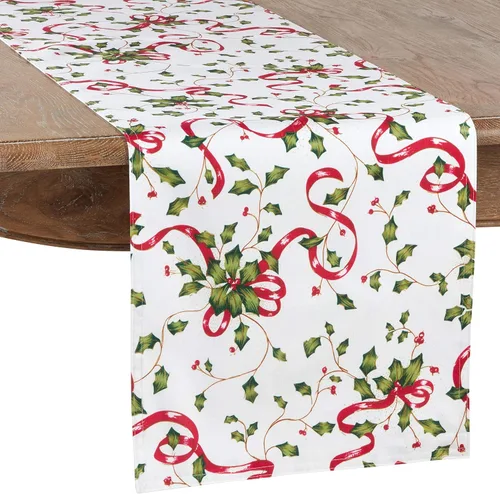 Miniatura 7 de Fennco Styles Holiday Holly Collection - Juego de 4 manteles individuales clásicos de 13 x 19 pulgadas, juego de 4 manteles individuales multicolor
