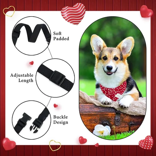 Miniatura 5 de E-Clover Collares de perro para hembras - Collar de perro con corazón y coletero a juego, collares ajustables para perros XS y pequeños, dueño, San