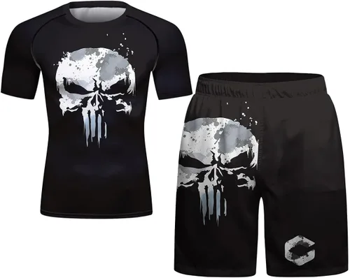 Red Plume Pantalones cortos de compresión de manga corta y tailandeses para hombre Fight MMA Kick Boxing traje deportivo para hombre