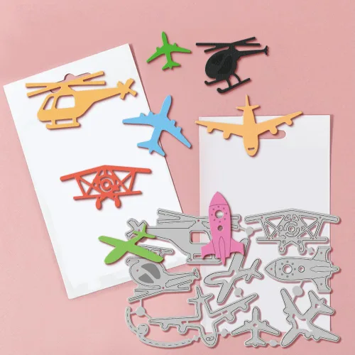 Miniatura 3 de GLOBLELAND Troqueles de corte de avión para hacer tarjetas, troqueles de corte de globo de aire caliente para manualidades, álbumes de recortes