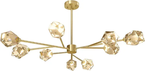 Miniatura 8 de Flashing God Candelabros Sputnik - Moderno cristal, lámpara de araña dorada de 9 luces para comedor, accesorios de iluminación de cocina Dorado