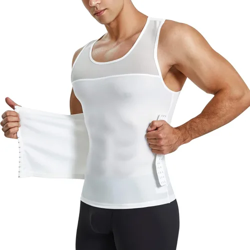 MOLUTAN Camisas de compresión para hombre, faja moldeadora de pecho, control de abdomen, moldeador de cuerpo, camiseta interior adelgazante, chaleco