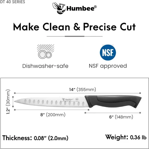 Miniatura 4 de Cuchillo rebanador de 8 pulgadas con borde Granton, negro, serie DT-40 negro / negro