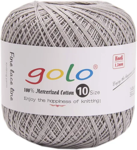 Miniatura 82 de Golo - Bolas de hilo para crochet de algodón tamaño 10, color algodón para crochet D-Fresa D078-fresa