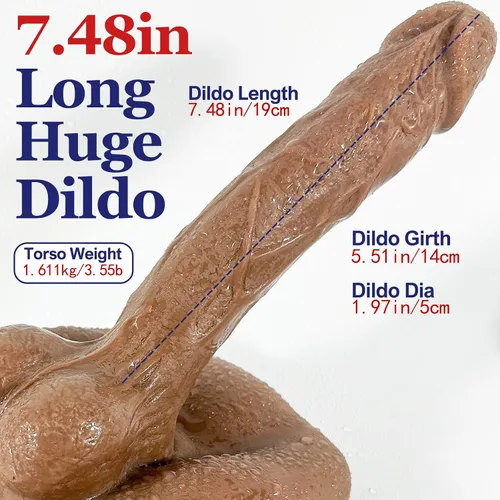 Miniatura 2 de Torso de muñeca sexual con consolador grueso enorme para masturbación femenina, consolador de TPE largo y flexible para hombre, masturbador