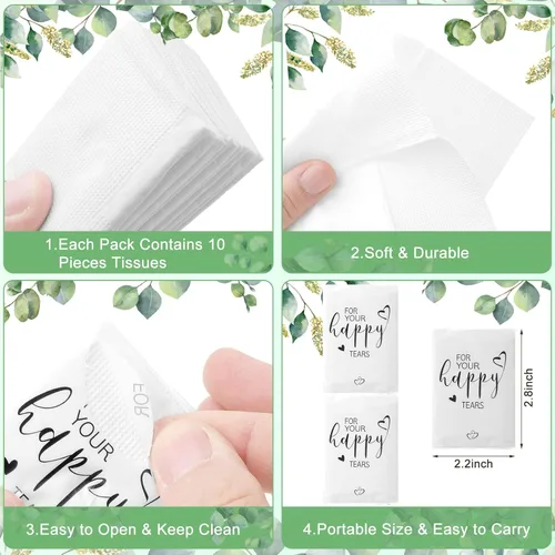 Miniatura 3 de Spiareal 50 pañuelos de lágrimas felices para boda de 3 capas para tus lágrimas felices, paquetes de pañuelos para invitados, mini papel de bolsillo