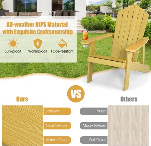 Miniatura 7 de Giantex Silla Adirondack para exteriores, sillas de patio de gran tamaño con portavasos oculto, veta de madera realista, capacidad de peso de 380