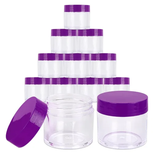 Miniatura 9 de Beauticom 1.06 oz/1.0 fl oz (1 fl. oz.) Tarros de plástico transparente de doble pared a prueba de fugas con tapas superiores planas para cremas, Oro