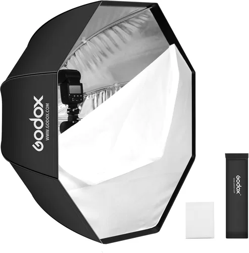 Godox Paraguas octagonal de 120 cm con ventana difusora y bolsa de transporte, octágono portátil para fotografía de estudio, flash, luz de velocidad