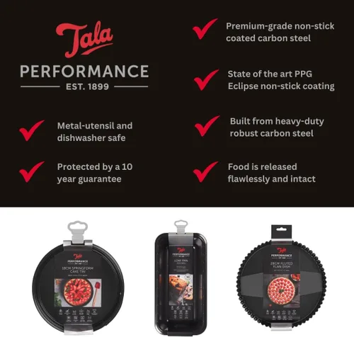 Miniatura 4 de Tala Performance, Molde redondo Springform de 7.9 in, acero al carbono de calibre profesional con revestimiento antiadherente Whitford Eclipse, base