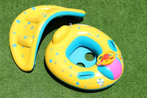 Miniatura 2 de Flotadores inflables para piscina para bebés con toldo de protección solar extraíble, flotadores para niños pequeños con asiento y asa, flotadores