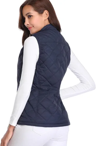 Miniatura 3 de Fuinloth - Chaleco acolchado para mujer, diseño de cuello alto, ligero, con cierre