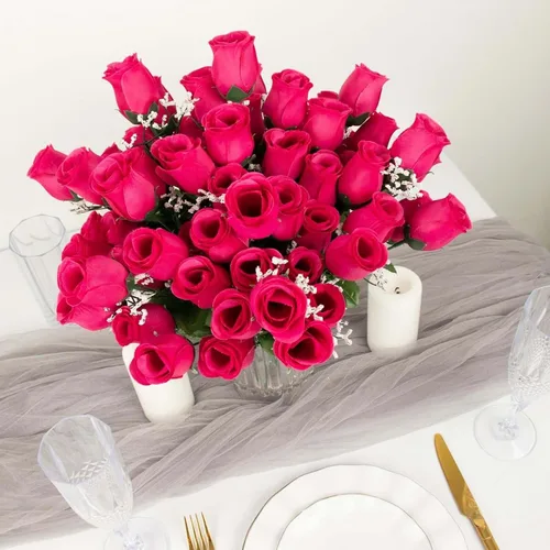 Miniatura 12 de Efavormart 12 arbustos Ramos de capullos de rosas artificiales de seda de primera calidad