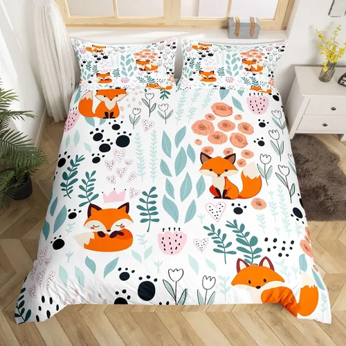 Miniatura 17 de Erosebridal Juego de ropa de cama individual de animales de la selva para niñas y niños, funda de edredón de elefante oso, tigre, león, safari