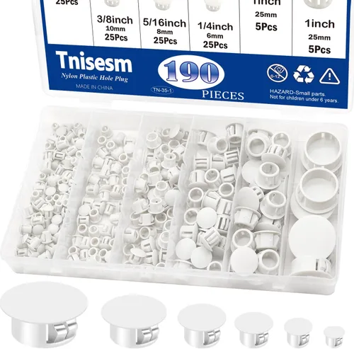 Miniatura 6 de Tnisesm 200 piezas 8 tamaños tapones de agujero de plástico de nailon negro 1/4" 5/16" 3/8" 1/2" 5/8" 3/4" 7/8" 1" agujero redondo de taladro