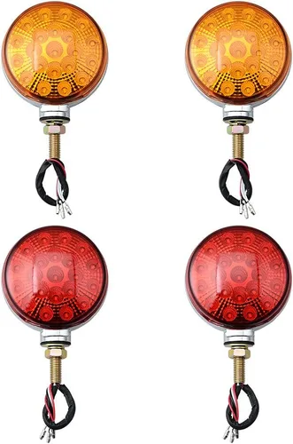 Miniatura 11 de Astra Depot 2 piezas de luz de cara doble de 3" redondas, 24 LED, color rojo, ámbar y blanco, para remolque de camión semi, tractor, vehículo largo