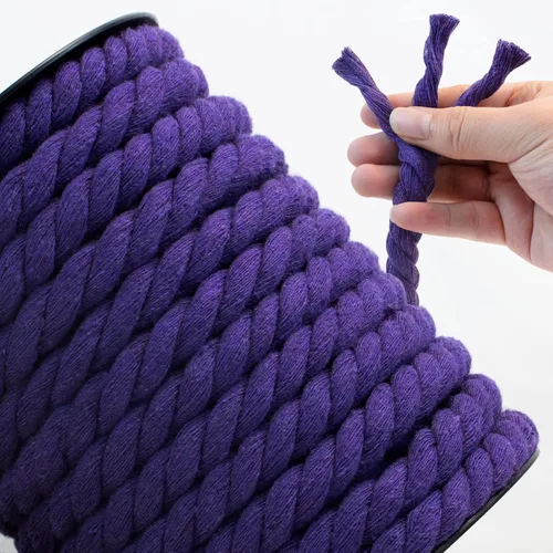 Miniatura 2 de Cuerda de algodón para macramé, 0.315 in x 131 pies, cuerda gruesa de 3 hebras torcida de macramé, cuerda de algodón para colgar en la pared, Blanco