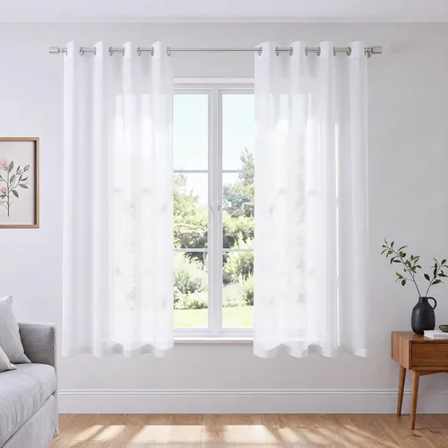 Miniatura 53 de KOUFALL Cortinas traslúcidas de 120 pulgadas de 2 paneles con ojales, juego extra largo de 10 pies de largo, cortinas altas para ventana grande, 52