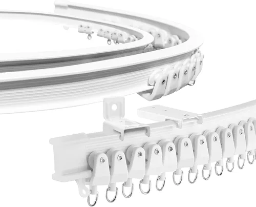 Miniatura 9 de Riel de cortina de techo – Riel de montaje en techo negro flexible flexible de 16.4 ft para divisor de habitación, ducha, baño, instalación de techo