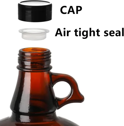 Miniatura 4 de Dicunoy Jarras de vidrio de 1 galón, botella de fermentación ámbar con tapa de sello, botella de agua de 128 onzas con asa para kombucha, cerveza