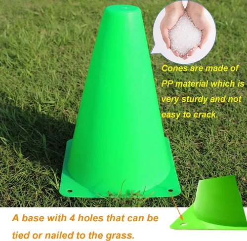 Miniatura 3 de Conos de fútbol para entrenamiento deportivo, agilidad, conos de campo, paquete de 12 conos de entrenamiento de 7 pulgadas con bolsa de malla, conos