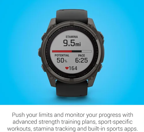 Miniatura 5 de Garmin Fenix 8 Premium - Reloj inteligente multideporte GPS para correr, 51 mm, Zafiro, Solar, clasificado para buceo, linterna incorporada, titanio