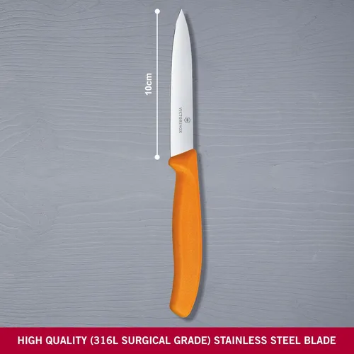 Miniatura 2 de Victorinox 6.7706.L119 Cuchillo de pelar clásico suizo para cortar y preparar frutas y verduras de hoja recta en naranja 3.9 pulgadas