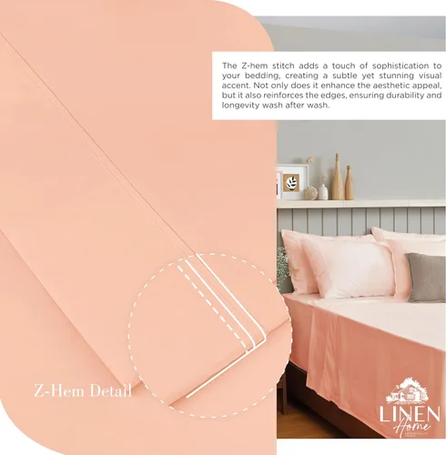 Miniatura 3 de Linen Home Juego de sábanas 100% de percal de algodón, fresco, ligero, sólido, individual, 3 piezas, 1 sábana encimera, 1 sábana ajustable, 23