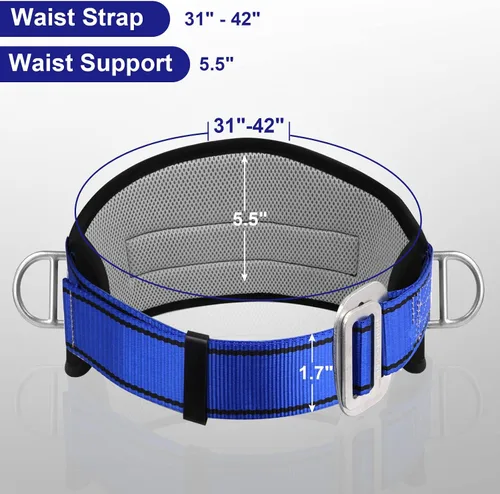 Miniatura 5 de Trsmima - Cinturón de seguridad para escalar, cinturón de escalada con almohadilla para la cintura y 2 anillos D, kit de cinturón de seguridad
