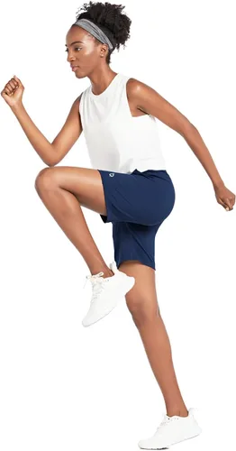 Miniatura 5 de BALEAF - Bermudas de correr para mujer, shorts largos deportivos de cintura alta con bolsillos