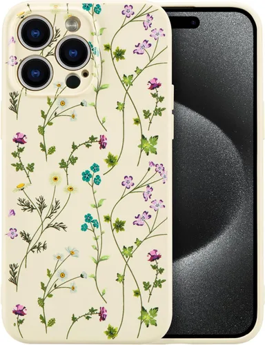 Miniatura 12 de RALEAVO Funda Floral para iPhone 12, Cubierta de Silicona Líquida con Bonito Patrón de Rama de Flores para Niñas y Mujeres, Funda Protectora de Goma