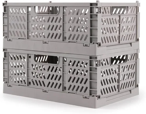 Miniatura 13 de Domiella Paquete de 2 Cajas para Almacenamiento, Cajas de Almacenamiento de Plástico Apilables, Caja Plegable para Oficina Hogar Cocina Dormitorio