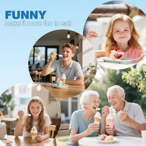 Miniatura 5 de Juego de 2 palas para helado - Regalo divertido y amoroso (regalo de cumpleaños/vacaciones para familiares y amigos), cucharas de postre de acero