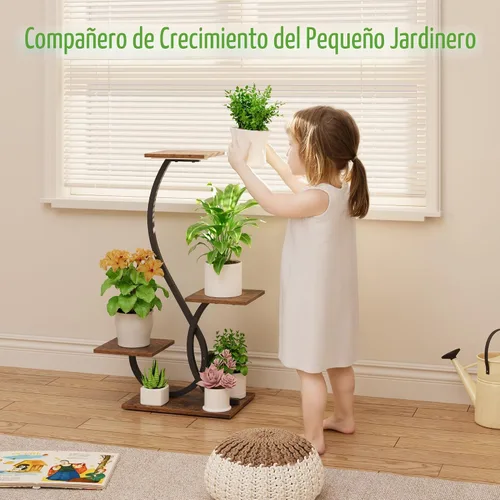 Miniatura 8 de BACEKOLL Soporte para plantas de interior con luces de crecimiento, estante para plantas en forma de S, soportes de esquina iluminados para cultivo