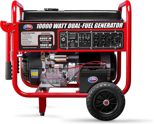 Miniatura 5 de All Power America - Generador de combustible doble de 10000 W, con arranque eléctrico, portátil, APGG10000GL 10000W, gas/propano, color rojo/negro