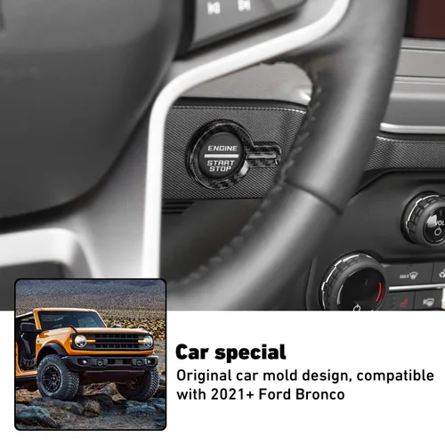 Miniatura 4 de Linskip Anillo de botón de arranque compatible con Ford Bronco 2021-2025, cubierta del botón de arranque del motor para accesorios interiores Bronco