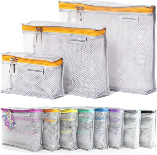 Miniatura 11 de MUMI Juego de 3 neceseres de viaje – Bolsas de aseo resistentes al agua para mujeres y hombres – Bolsas transparentes para artículos de tocador
