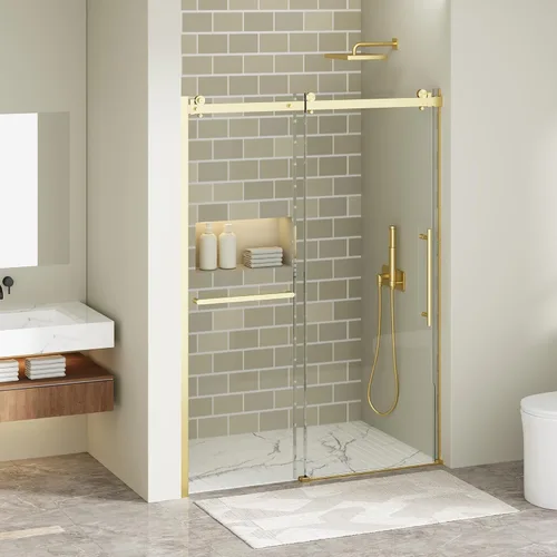 Miniatura 9 de Findepot 44-48" W x 75" H Frameless Sliding Shower Door, Shower Glass Door with 1/4" Thick Tempered Glass, Explosion-Proof Film, Easy to Clean
