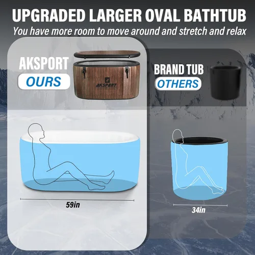 Miniatura 4 de AKSPORT Bañera de Baño de Hielo para Atletas, Bañera Inflable de Inmersión en Frío de 151 Galones Compatible con Enfriadores de Agua, Baño de Hielo