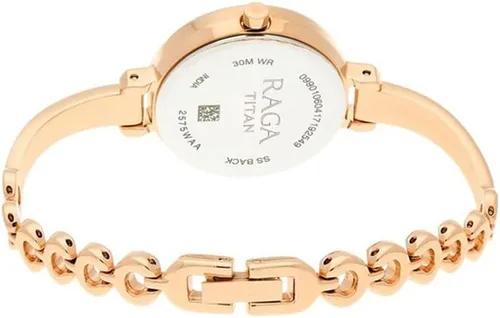 Miniatura 2 de Titan Raga Viva Esfera Analógica Oro Rosa Mujer Oro, Plata Metal, Latón, Cuero, Diseño de Joyería, Estilo Pulsera, Diseñador, Cristal de Cuarzo