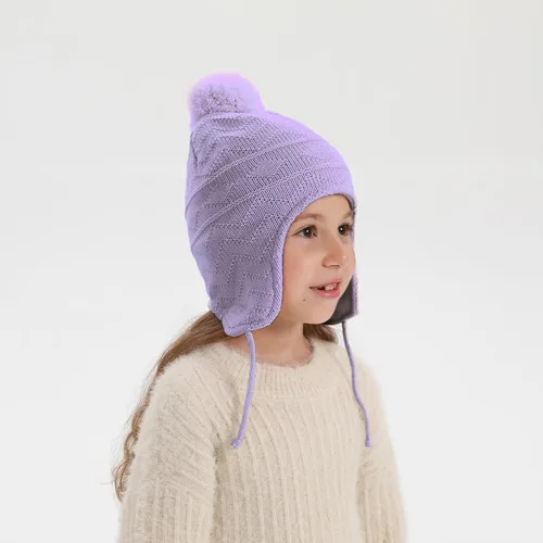 Miniatura 31 de Conjunto de guantes y gorro de invierno para niños, gorro de forro polar cálido, gorro de punto y guantes para niños y niñas