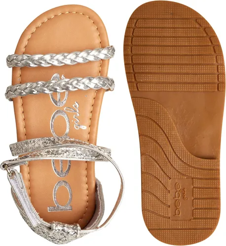 Miniatura 5 de bebe Sandalias para niñas pequeñas Sandalias de gladiador de cuero sintético trenzado con purpurina (5T-10T)